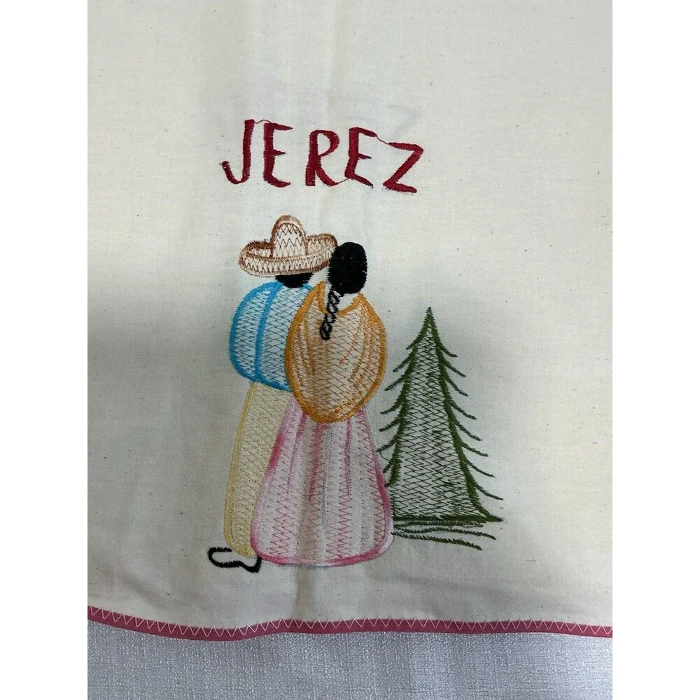 Vtg mexican embroidered Placemat Napkin Set Jerez Zacatecas Cotton Canvas NIP